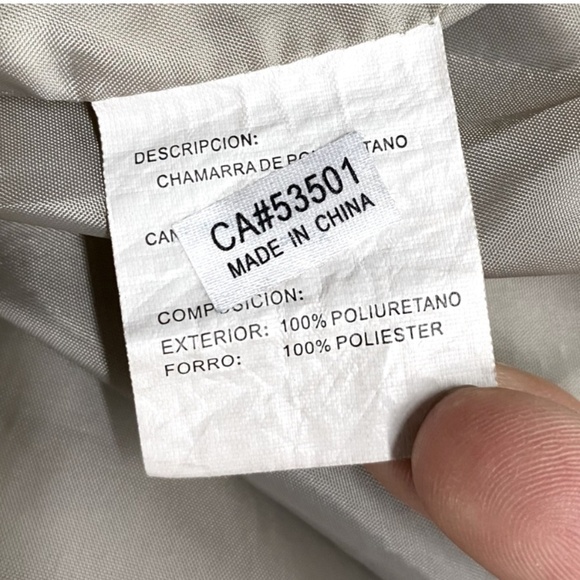 Vintage Roosevelt American College Beige Distressed Faux Leather Jacket M - Picture 13 of 16